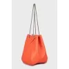 Leather bucket bag with chain