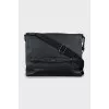 Men's black briefcase with tag