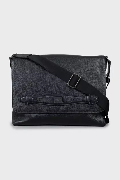 Men's black briefcase with tag