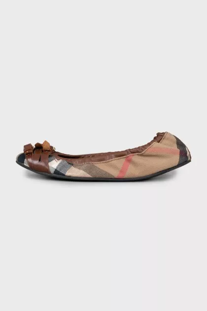 Checkered ballet flats with buckles