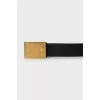 Leather belt with rectangular buckle