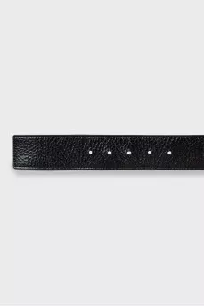 Leather belt with rectangular buckle
