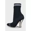 Textile ankle boots with wooden heels