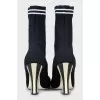 Textile ankle boots with wooden heels