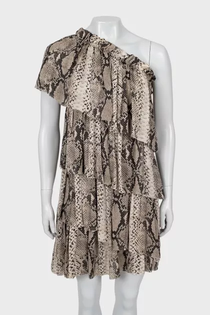 Animal print dress with ruffles