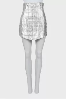 Silver leather skirt