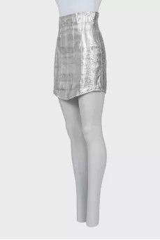 Silver leather skirt