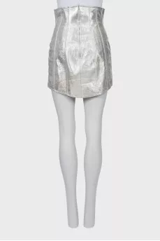 Silver leather skirt