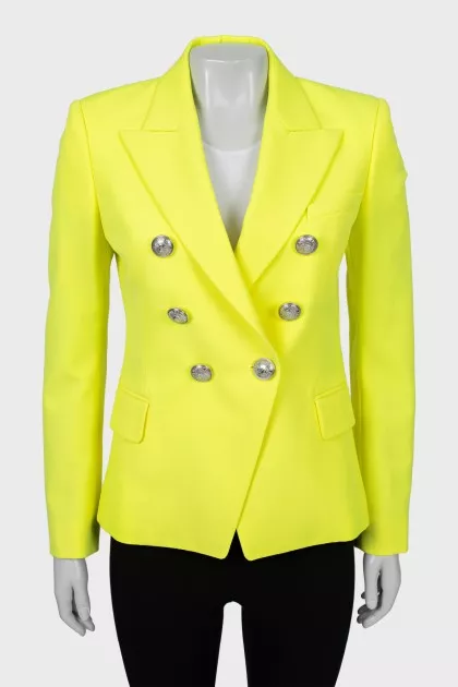 Wool jacket with metal buttons