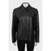 Straight fit leather jacket with zipper