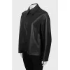 Straight fit leather jacket with zipper