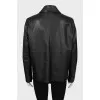 Straight fit leather jacket with zipper