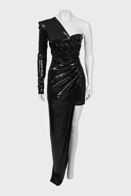 Asymmetrical dress with sequins