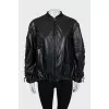 Black oversized eco-leather jacket