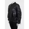 Black oversized eco-leather jacket