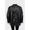 Black oversized eco-leather jacket