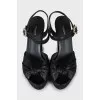 Black woven wedge sandals