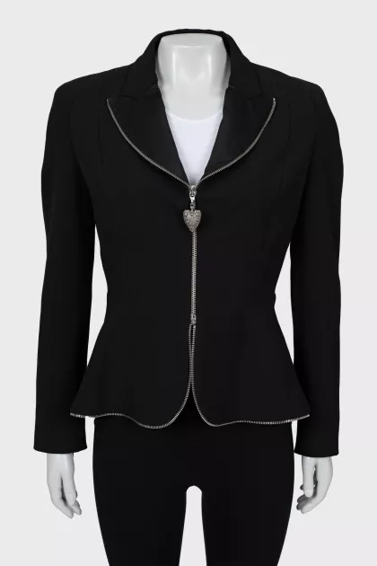 Fitted jacket with silver zipper