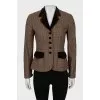 Checked jacket with velor inserts