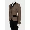 Checked jacket with velor inserts