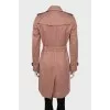 Cropped trench coat with belt