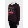 Purple sweatshirt with embroidered print