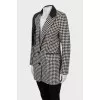 Houndstooth jacket with fringe