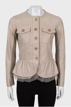 Leather jacket with mesh inserts