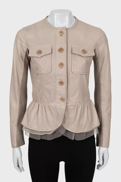 Leather jacket with mesh inserts