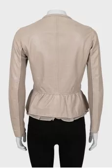 Leather jacket with mesh inserts