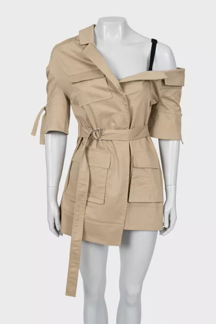 Beige one shoulder dress