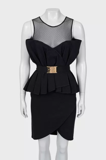 Fitted dress with mesh top
