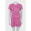 Pink printed mini dress