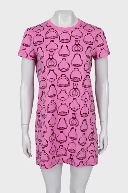 Pink printed mini dress