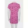 Pink printed mini dress