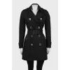 Black trench coat with silver buttons