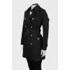 Black trench coat with silver buttons