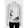 Printed T-shirt decorated with lace