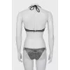 Swimsuit in branded print with tag