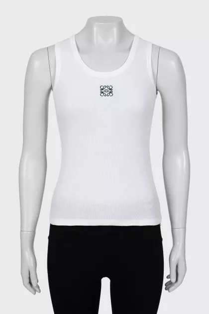 Ribbed tank with embroidered logo