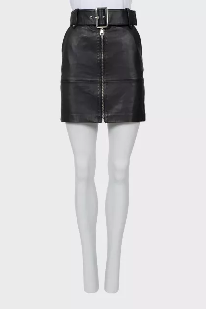Leather mini skirt with tag