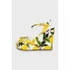 Textile sandals in a bright print