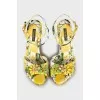 Textile sandals in a bright print