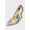Silver snakeskin shoes