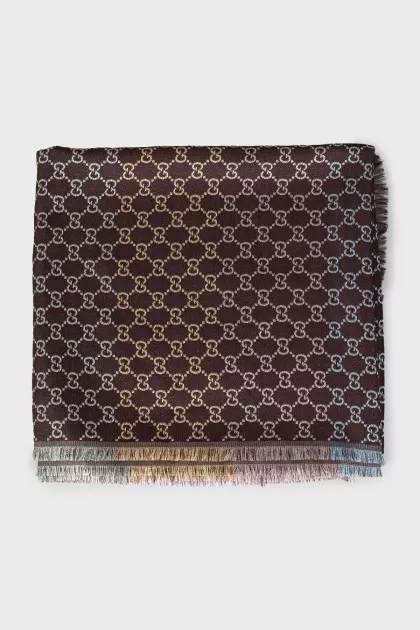 Scarf in signature print with fringe