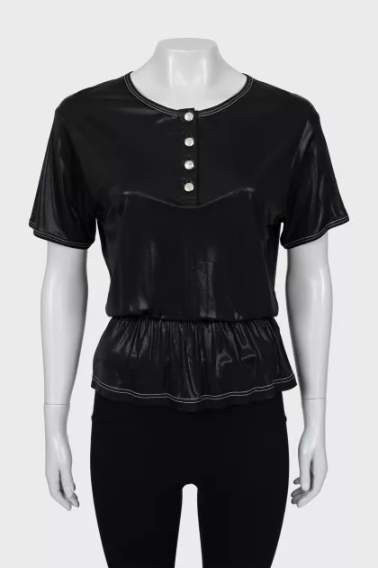 Fitted T-shirt with contrast seams
