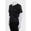 Fitted T-shirt with contrast seams