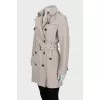 Cropped double-breasted coat with belt
