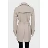 Cropped double-breasted coat with belt