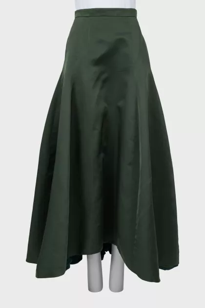 Green silk maxi skirt